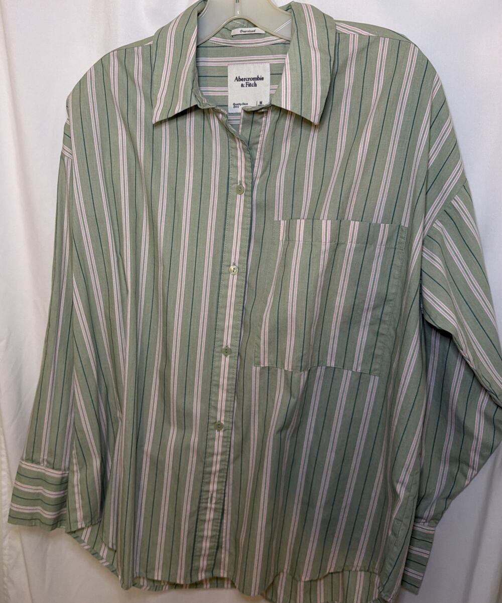 Abercrombie & Fitch Shirt Women's Striped Medium Button Down Long Sleeve